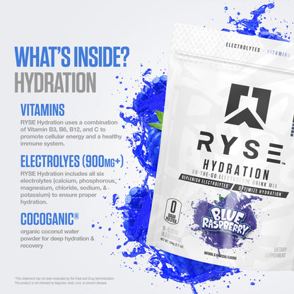 RYSE Hydration Electrolyte Powder Drink Mix Packets - Kool-Aid Grape - Sugar-Free Full Spectrum Electrolytes with Essential Vitamins, Taurine and Choline for Rehydration - 16 Serving Sticks