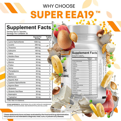 Clean Nutraceuticals Amino Acids Supplement L-Lysine, L-Threonine, L-Leucine, Isoleucine, Valine, L-Histidine, L-Tryptophan, L-Methionine, L-Arginine, L-Cysteine, Clean Nutraceuticals
