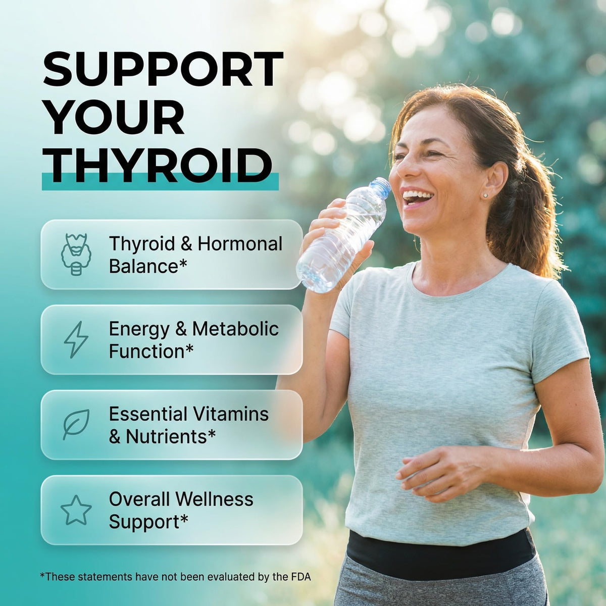 ThyroGlow Thyroid Support Gummies Selenium Iodine KSM 66 Ashwagandha L Tyrosine Vitamin D, C, B12, B6 Turmeric Blueberry Holy Clean Nutraceuticals