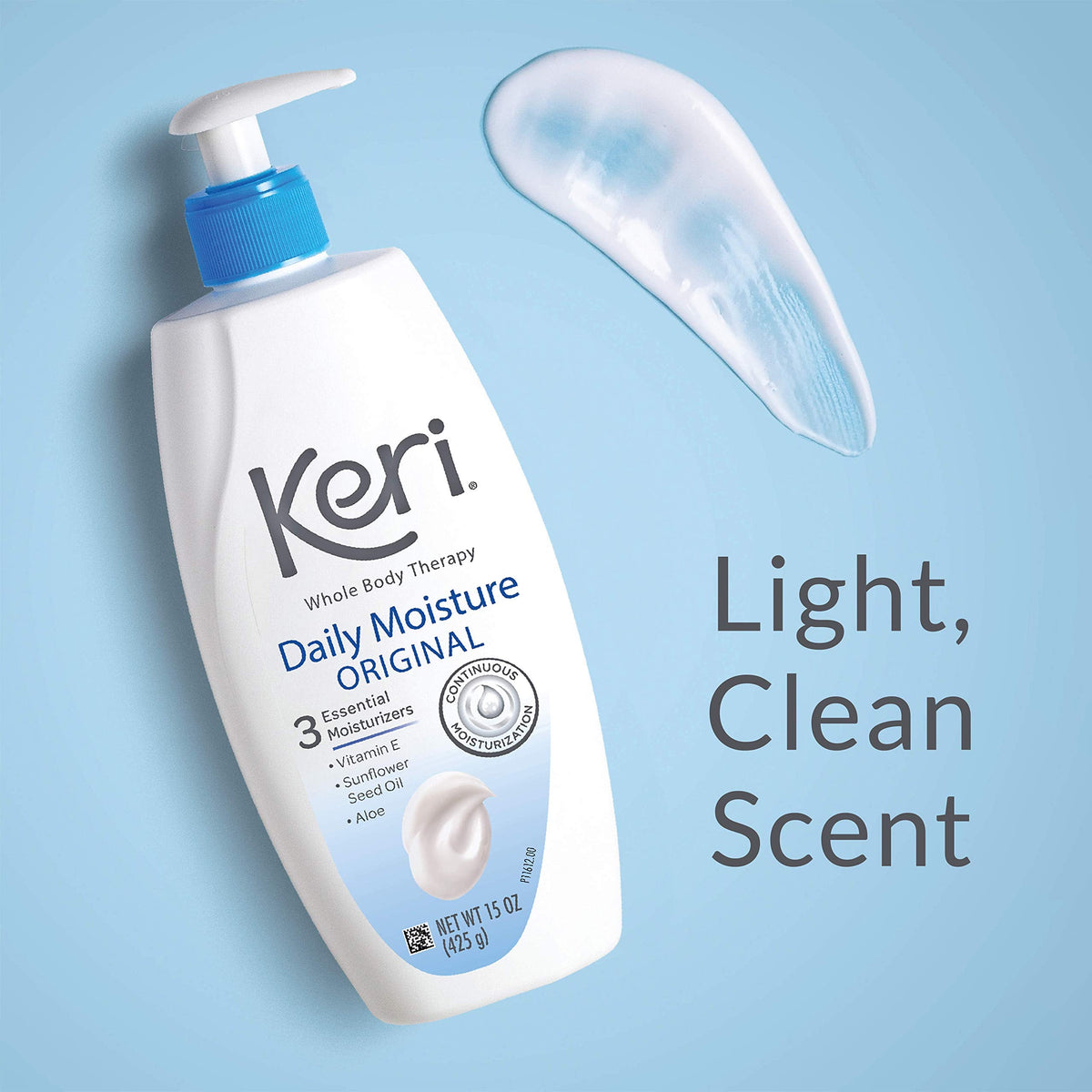 Keri Whole Body Therapy Original, Continuous Moisturization, 3 Essential Moisturizers (Vitamin E, Aloe and Sunflower Seed Oil), 20 Oz Keri