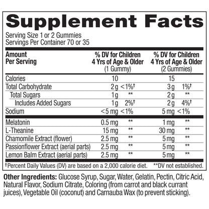 OLLY Kids Sleep Gummies, 0.5mg Melatonin, L Theanine, Chamomile, and Lemon Balm, Raspberry - 70 Count OLLY