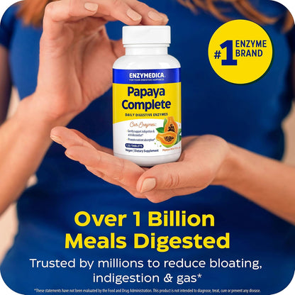 Enzymedica Papaya Complete - Papaya Enzymes Chewable, Digestive Enzyme Supplement for Women and Men, Digestion & Gut Health Support, High Potency Bromelain & Papain, Vegan, Gluten Free - 120 Tablets Gsupps Australia
