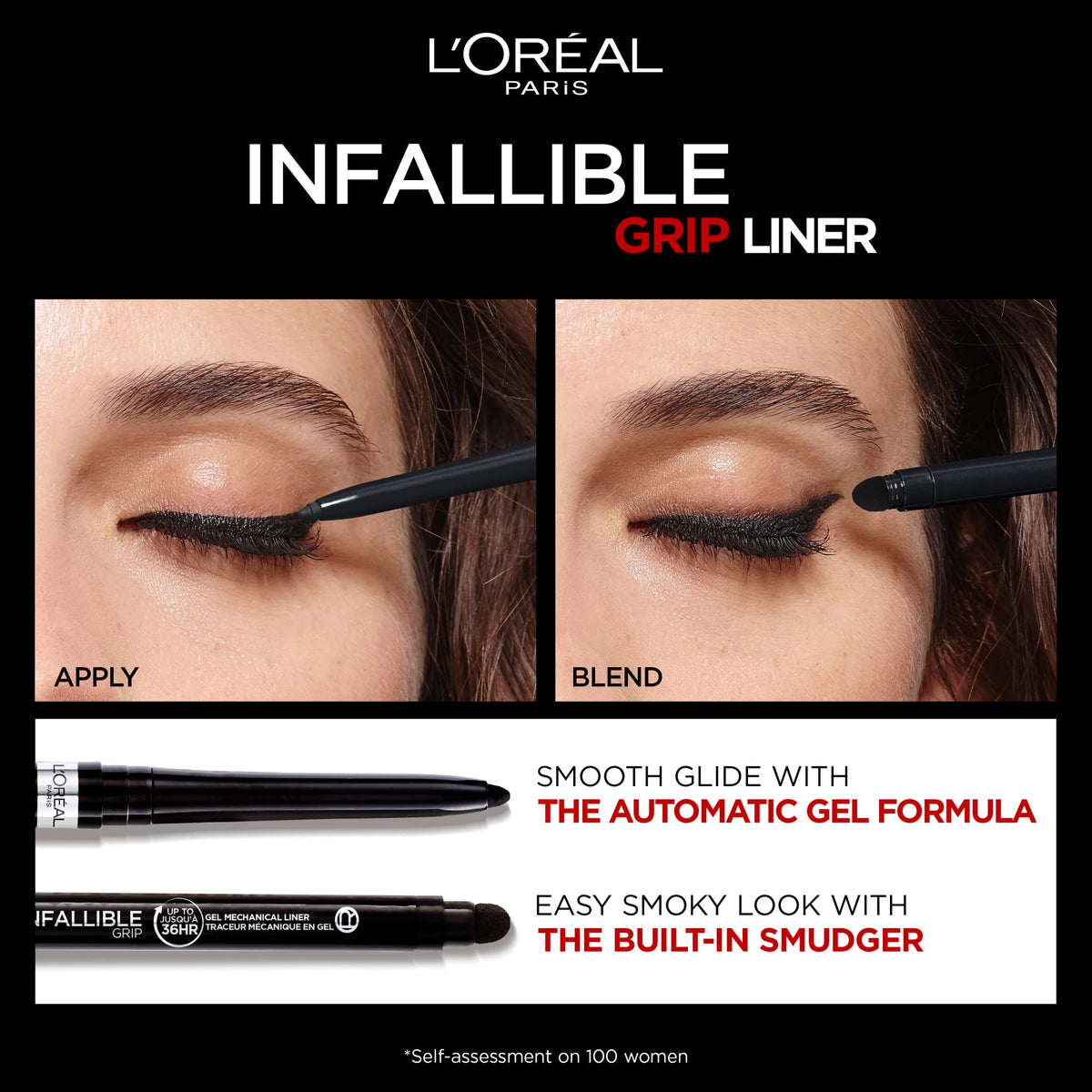 L'Oreal Paris Infallible Grip Mechanical Gel Eyeliner Pencil, Smudge-Resistant, Waterproof Eye Makeup with Up to 36HR Wear, Brown Denim, 0.01 Oz L'Oreal Paris