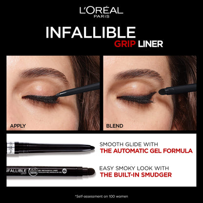 L'Oreal Paris Infallible Grip Mechanical Gel Eyeliner Pencil, Smudge-Resistant, Waterproof Eye Makeup with Up to 36HR Wear, Brown Denim, 0.01 Oz L'Oreal Paris