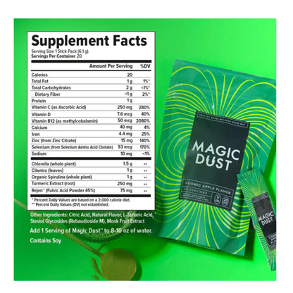 InnoSupps Magic Dust Super Greens Powder Drink Mix Packets with Chlorella Powder - Gut Health, Immune Support, & Energy Support - Vitamins & Mineral Supplement for Health, Solar Eclipse (20 Servings)