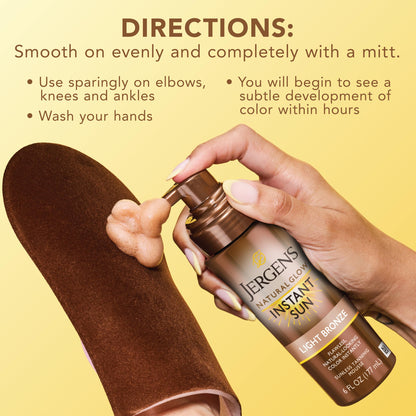 Jergens Natural Glow Self Tanner Mousse, Light Bronze Tan, 6 fl oz Jergens