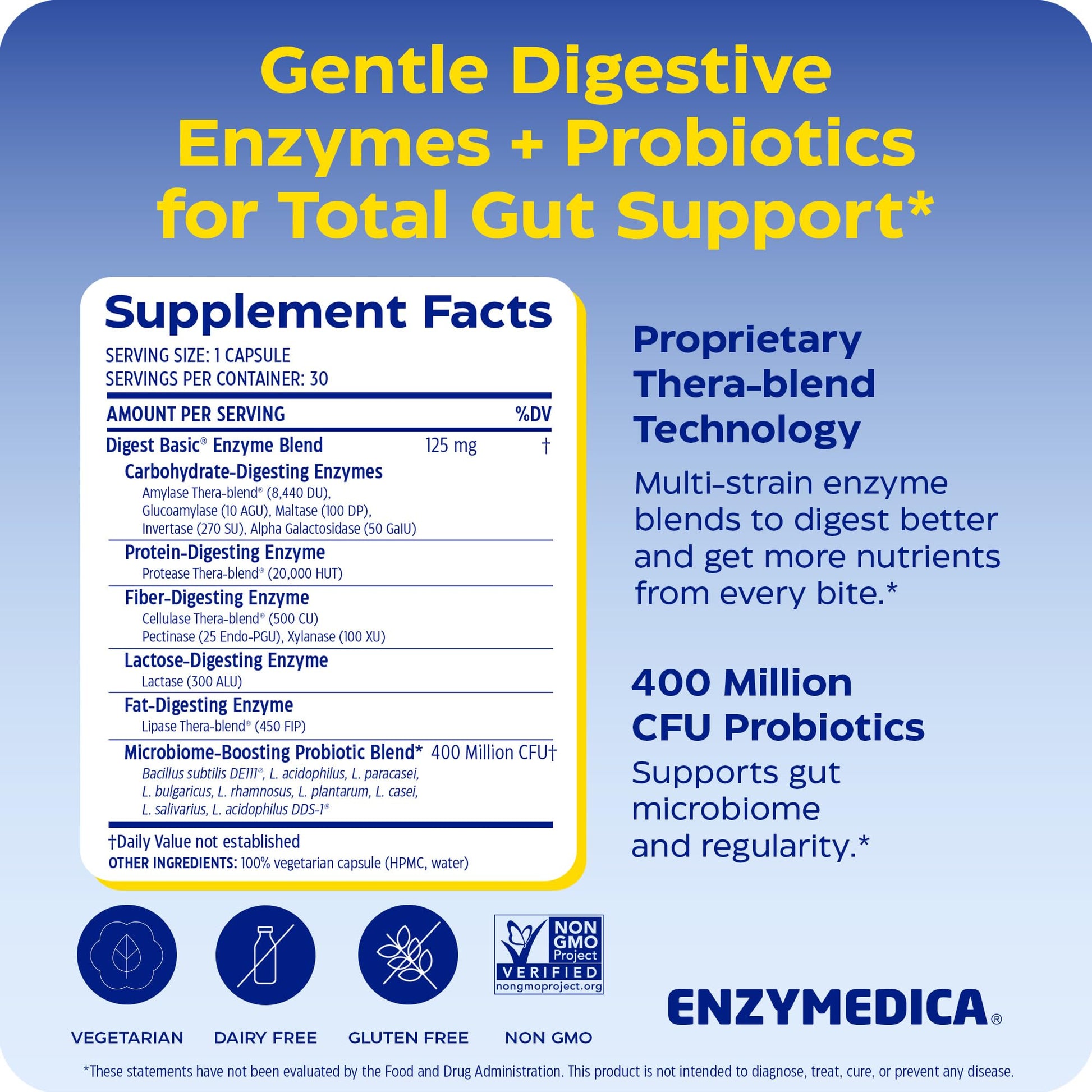 Enzymedica Digest Basic + Probiotics - 90 Caps Gsupps Australia