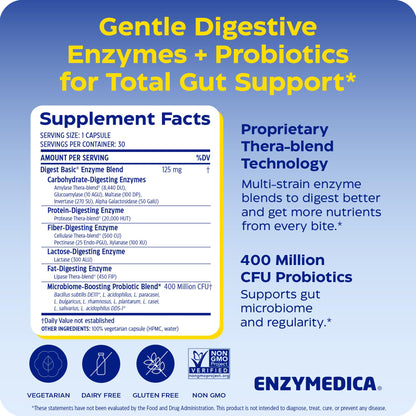 Enzymedica Digest Basic + Probiotics - 90 Caps Gsupps Australia
