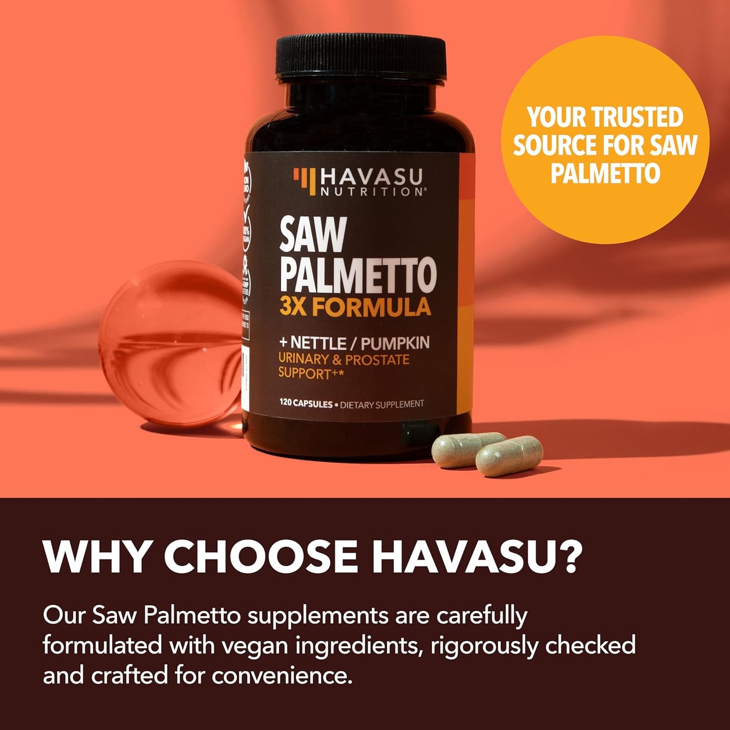 Saw Palmetto for Men, DHT Blocker and Prostate Health Supplement, 120 Count | Potent 3X Formula with Pumpkin Seed Oil and Stinging Nettle, Bladder and Urinary Support, Vegan, Non-GMO, 2-Month Supply Gsupps Australia