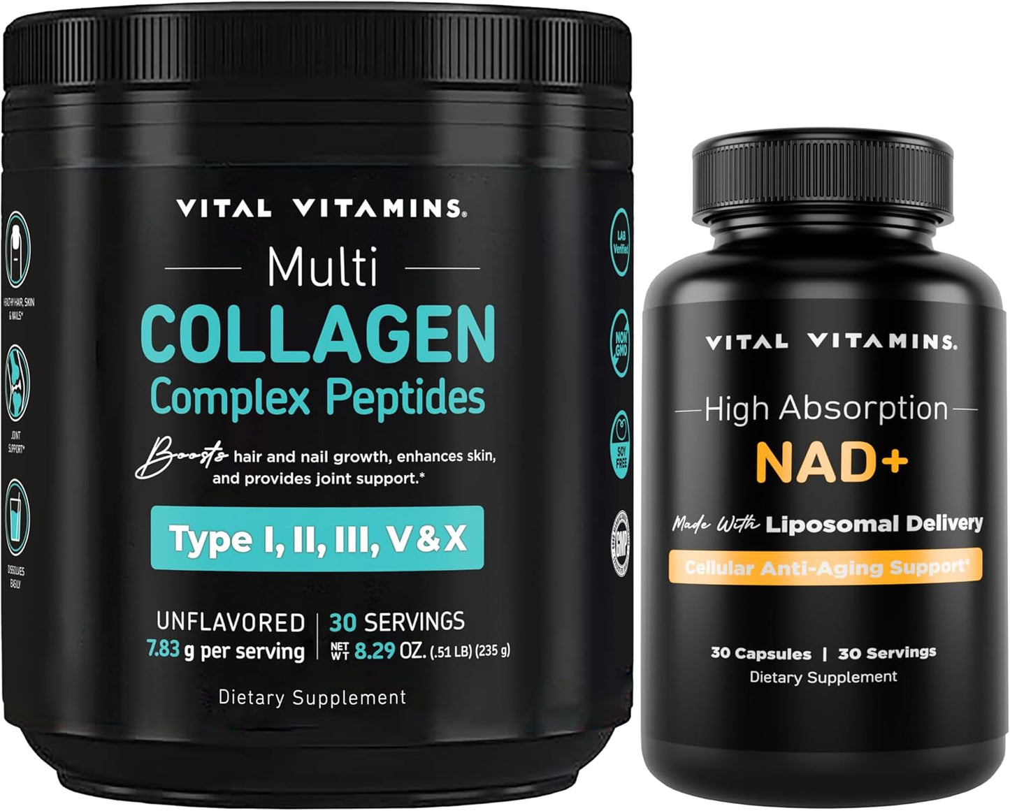 Vital Vitamins Multi Collagen Peptides Powder + NAD+ Supplement Gsupps Australia