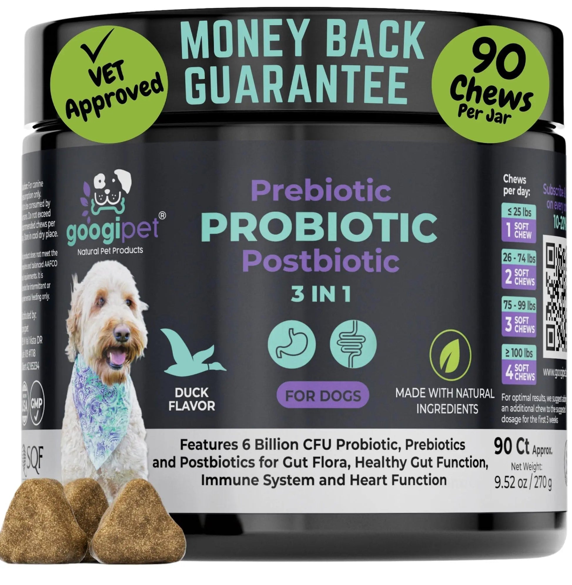 Googipet Probiotics for Dogs Digestive Health - Prebiotics and Probiotics Chews for Dog Yeast Infection Treatment + Digestive Enzymes - Dog Probiotics for Itchy Skin & Ears w/Papaya, Pumpkin, & Fiber GOOGIPET NATURAL PET PRODUCTS buy australia supplements