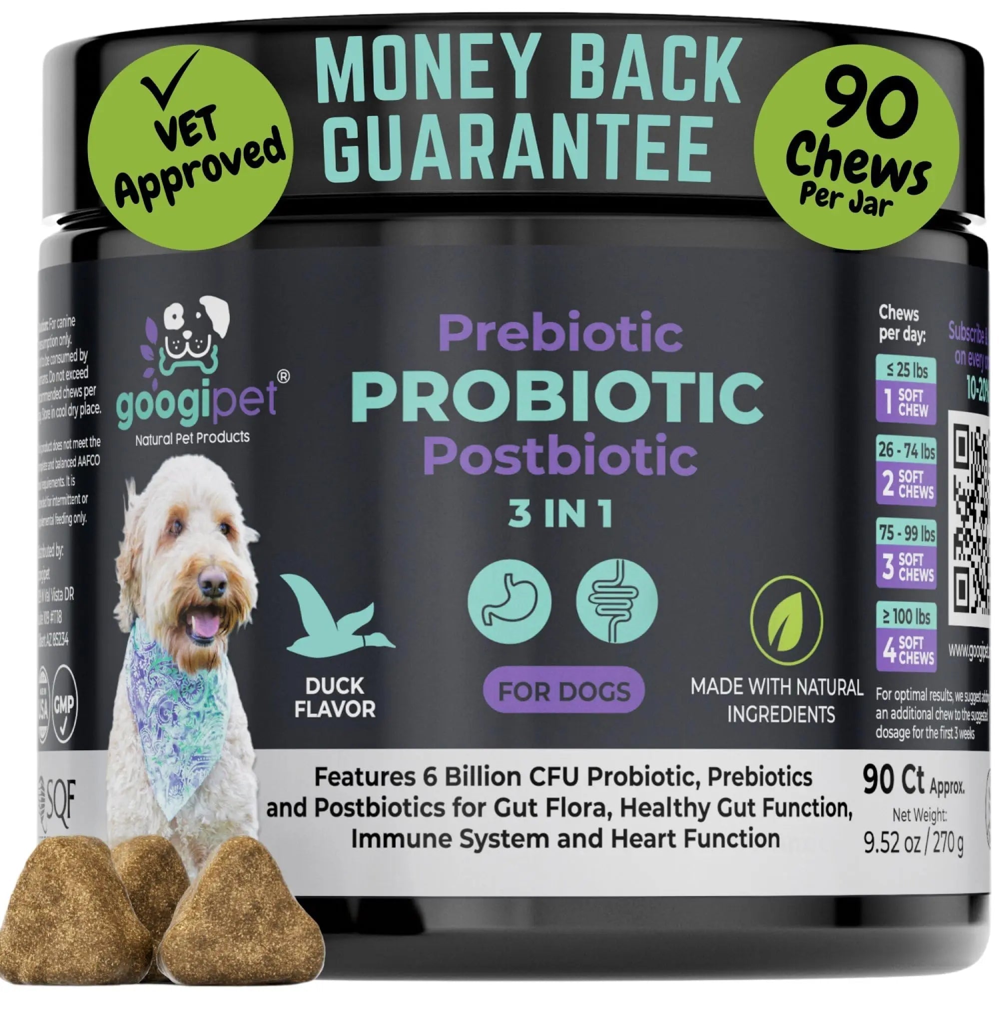 Googipet Probiotics for Dogs Digestive Health - Prebiotics and Probiotics Chews for Dog Yeast Infection Treatment + Digestive Enzymes - Dog Probiotics for Itchy Skin & Ears w/Papaya, Pumpkin, & Fiber GOOGIPET NATURAL PET PRODUCTS buy australia supplements