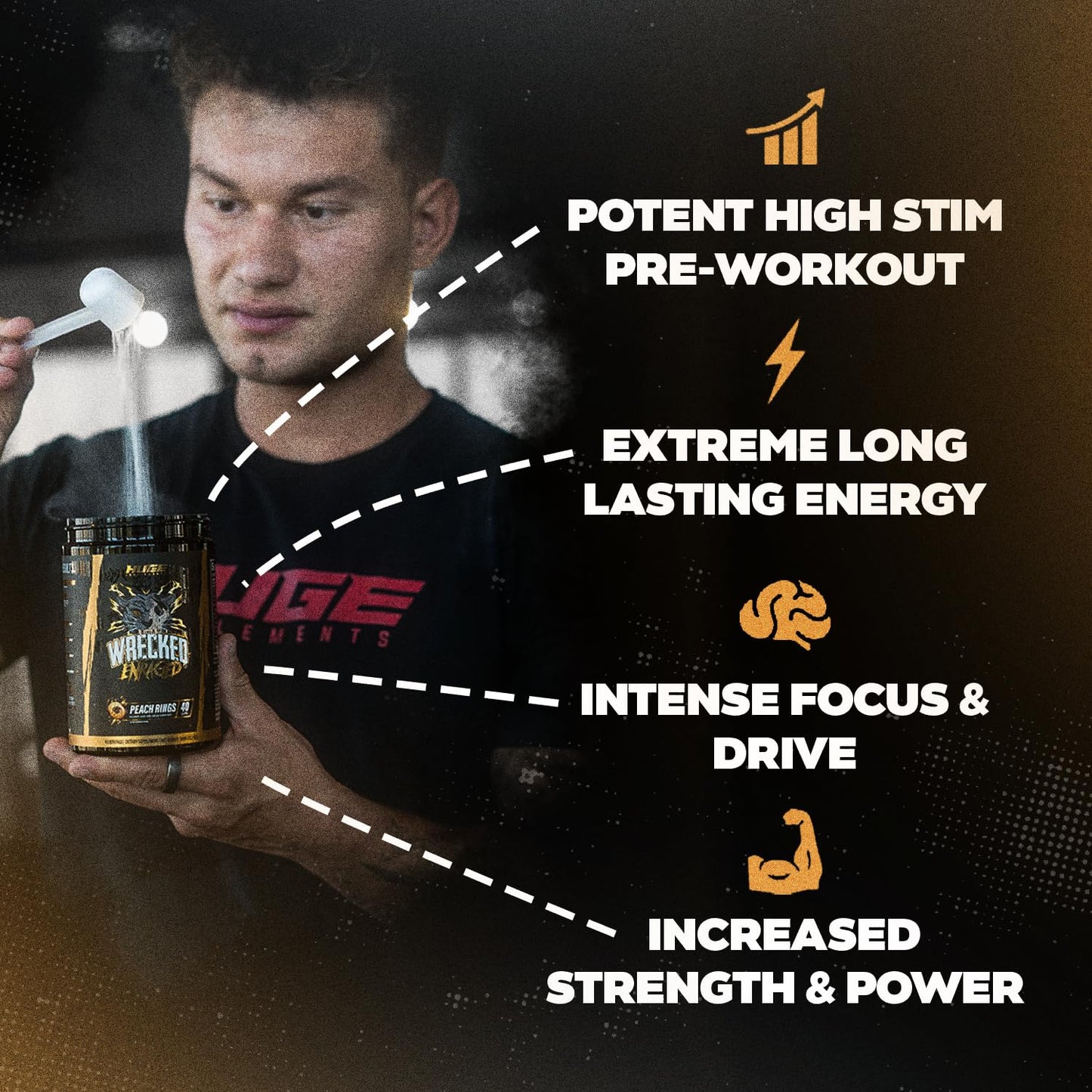 Wrecked Enraged High Stim Pre Workout - Extreme Hardcore Formula for Intense Energy, Laser Focus & Maximum Strength - Potent Stimulant Matrix - for Advanced Lifters, Not for Beginners (40 Servings)