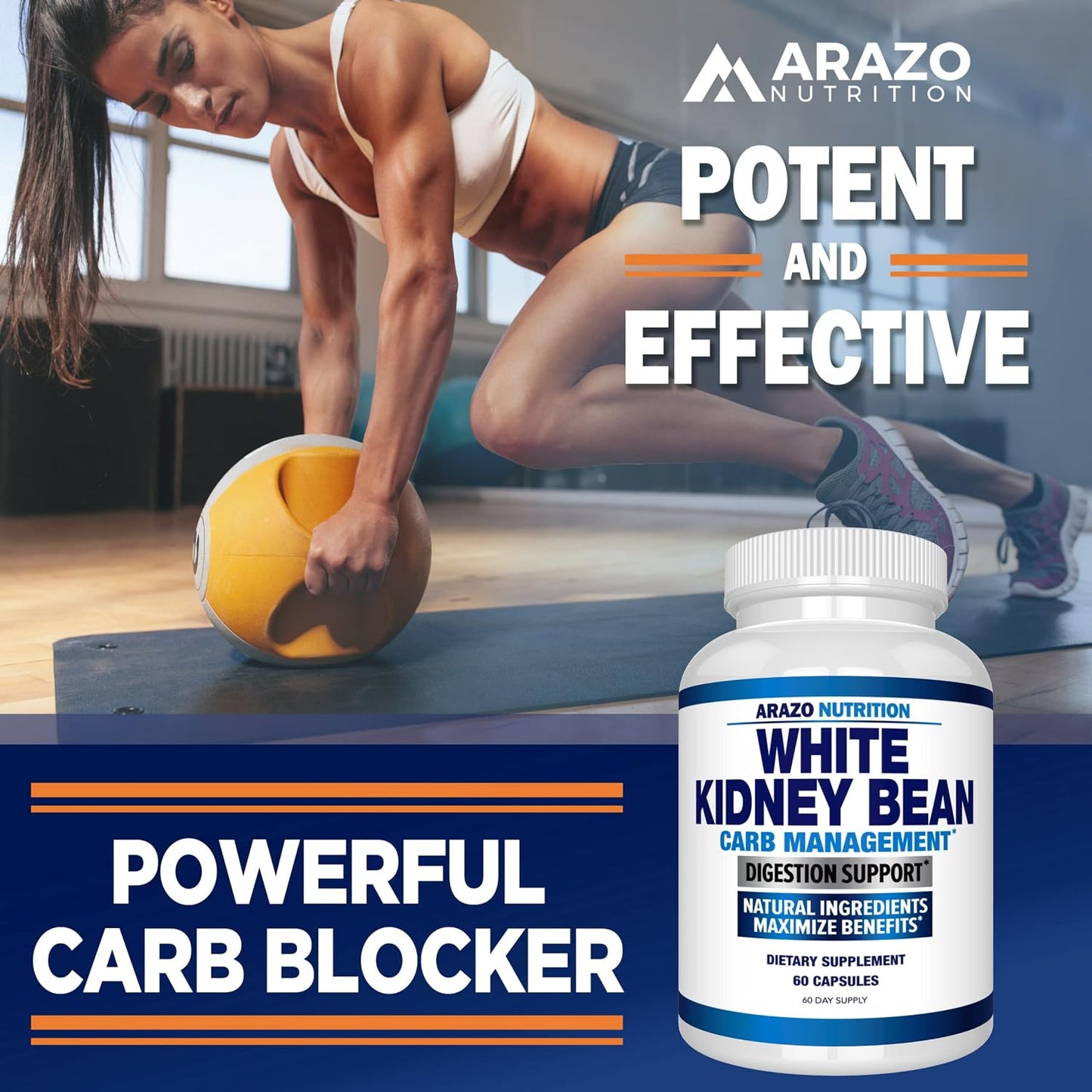Arazo Nutrition White Kidney Bean Extract - 100% Pure Carb Blocker and Fat Absorber for Weight Support - Intercept Carbs Gsupps Australia