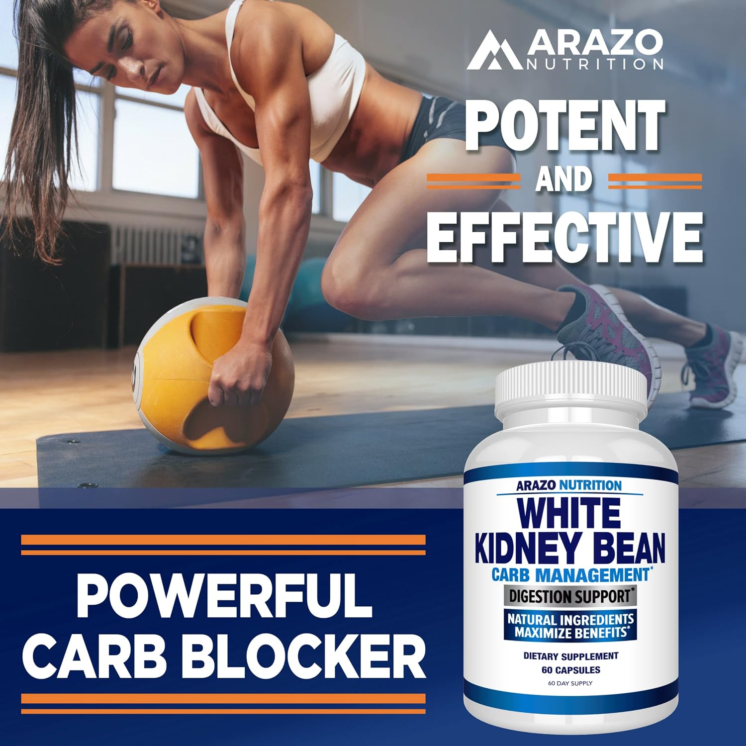 Arazo Nutrition White Kidney Bean Extract - 100% Pure Carb Blocker and Fat Absorber for Weight Support - Intercept Carbs Gsupps Australia
