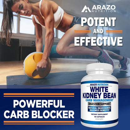 Arazo Nutrition White Kidney Bean Extract - 100% Pure Carb Blocker and Fat Absorber for Weight Support - Intercept Carbs Gsupps Australia