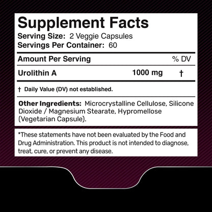 Urolithin A Supplement Capsules 1,000mg (98.9% Pure) – Advanced Urolithin A+ Formula for Cellular Renewal & Mitochondrial Support WELLNESS LABSRX