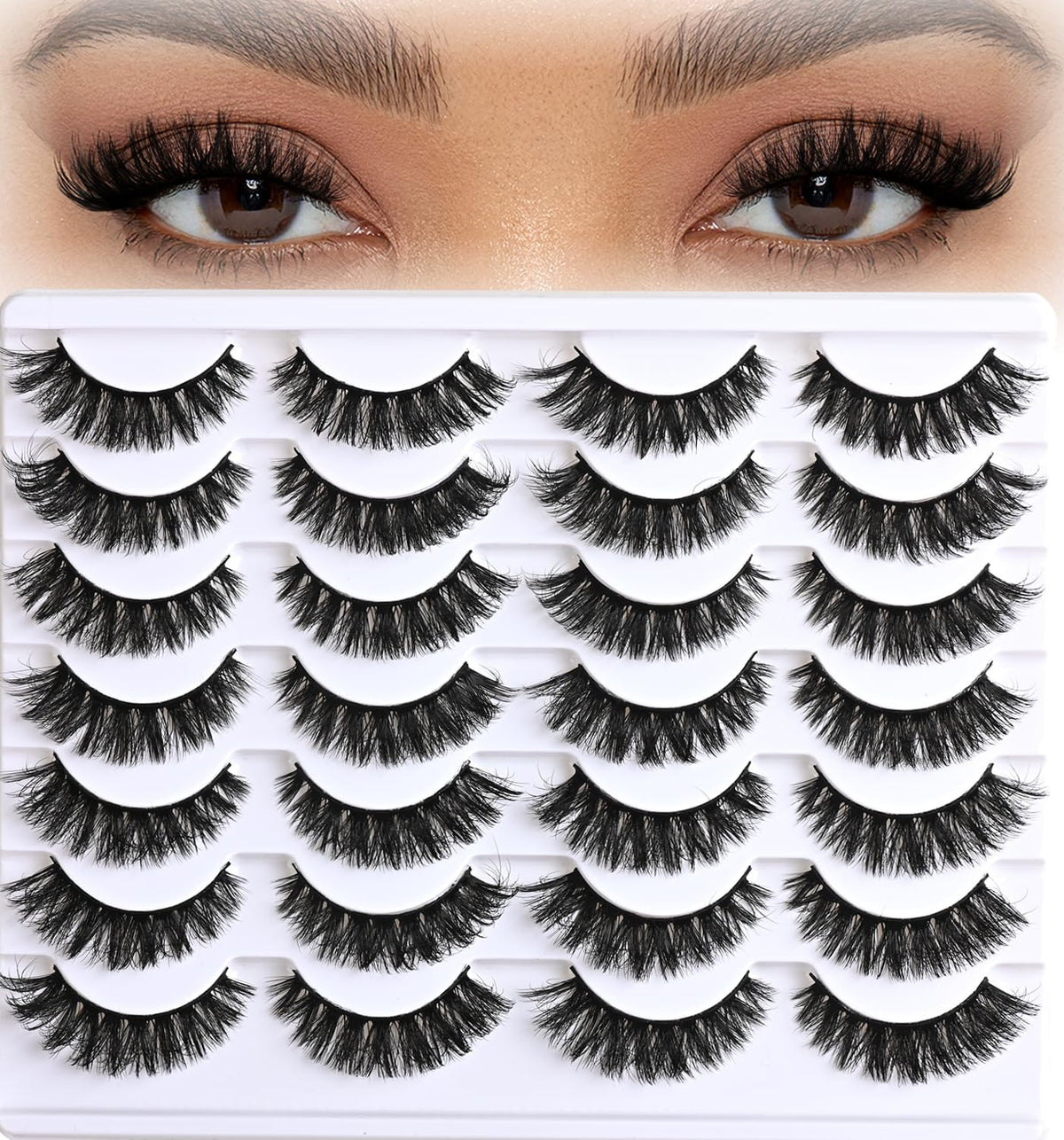 APCYUST Lashes Volume Mink Eyelashes 14 Pairs Cateye Lash Strips Wispy Cat Eye Lashes Natural Look Short Thick Fluffy False Strip Eyelash Full Small Fake Lashes Pack Black Pestañas Postizas for Women APCYUST