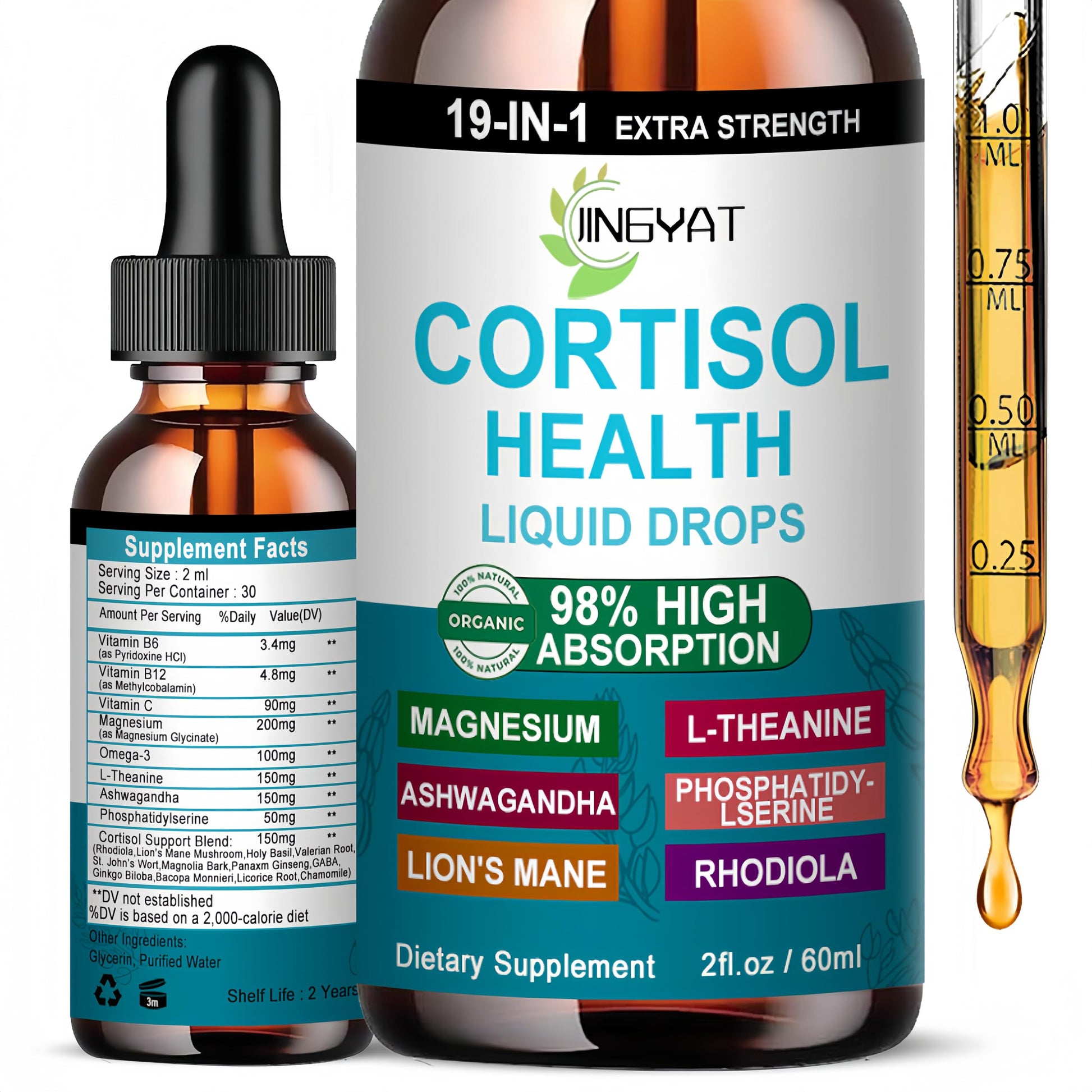 Cortisol Supplements for Women,19-in-1 Cortisol Supplement Liquid Drops w/Magnesium,L-Theanine,Ashwagandha,Omega-3, High Absorption Hormone Balanced for Women Drops - Sleep Focus Mood, Non-GMO JINGYAT buy australia supplements