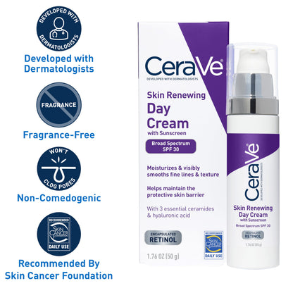 CeraVe Day Cream, Anti-Aging Retinol Face Moisturizer with SPF 30, 1.76oz CeraVe