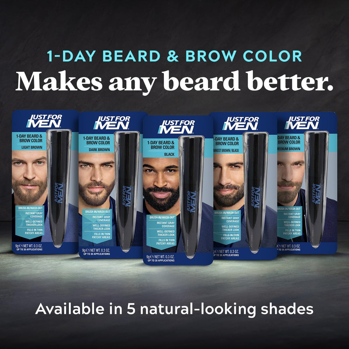JUST FOR MEN 1-Day Beard & Brow Color, Temporary Color, Black Just for Men
