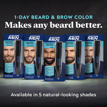 JUST FOR MEN 1-Day Beard & Brow Color, Temporary Color, Darkest Brown/Black Just for Men