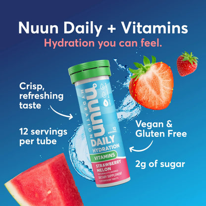 Nuun Vitamins Electrolyte Tablets with Vitamin D, C, E, A, & B6, Folic Acid, Magnesium & 4 Other Essential Electrolytes, Gluten Free & Vegan Nuun