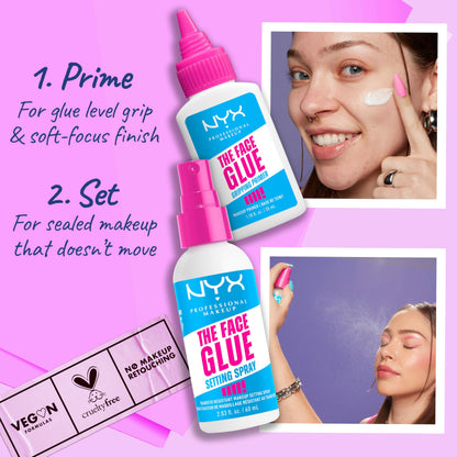 NYX PROFESSIONAL MAKEUP The Face Glue Setting Spray, Transfer-Resistant Waterproof Setting Spray, Up to 24HR Make Up Wear NYX PROFESSIONAL MAKEUP