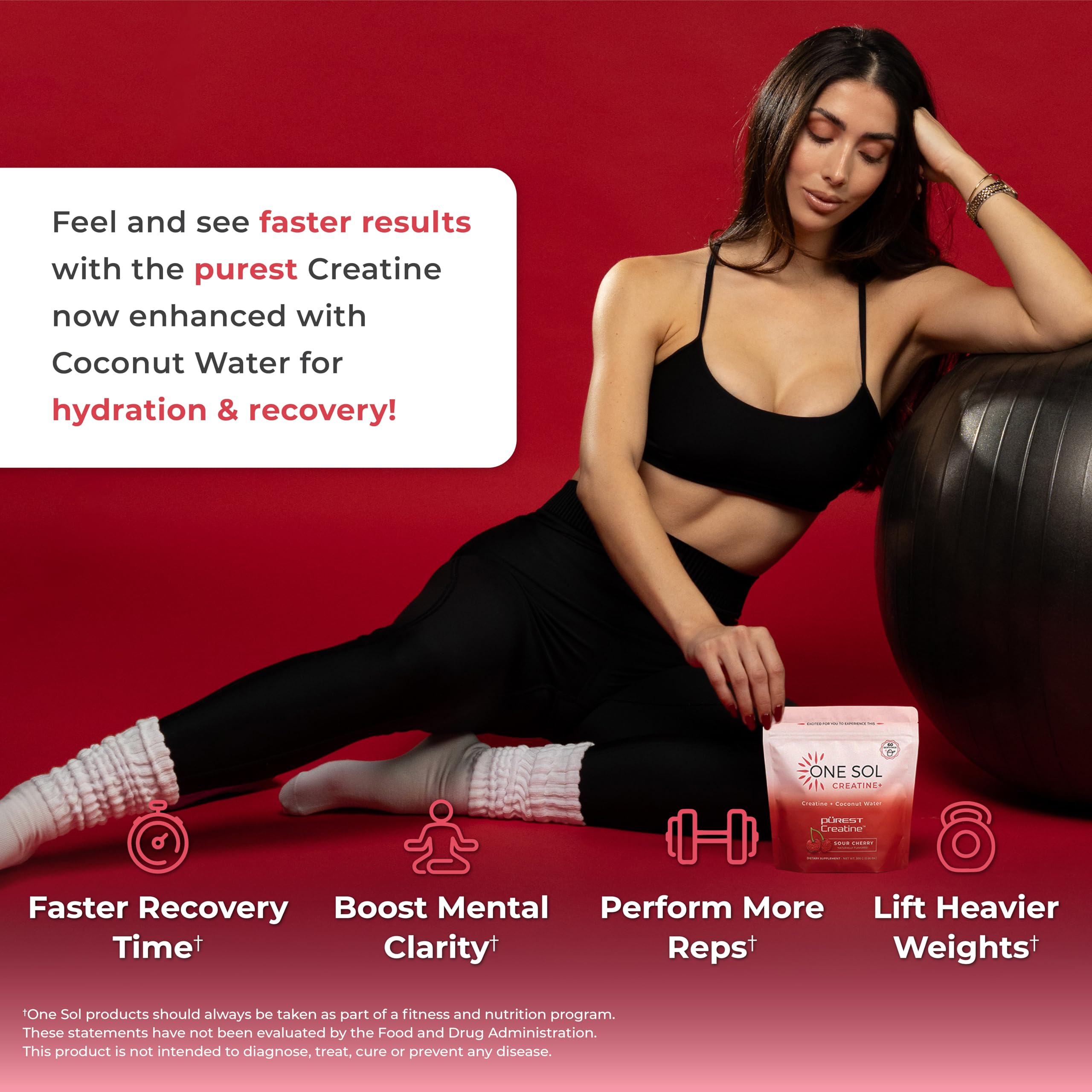 One Sol Creatine for Women, All Natural Women's Creatine Powder w Pure Creatine & Coconut Water, Increase Lean Muscle Mass, Reduce Recovery Time, Promote Brain & Bone Health (Sour Cherry, 60 Servings) One Sol buy australia supplements