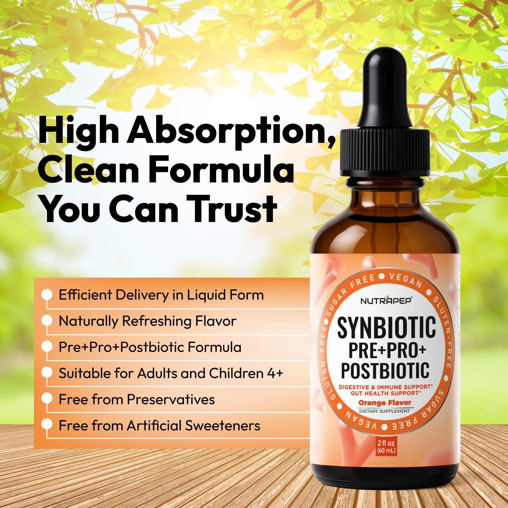 NutraPep Synbiotic Liquid Drops - Probiotic Prebiotic & Postbiotic Supplement for Adults Kids Ages 4+ - Daily Synbiotic for Gut Health Digestive & Immune Support - Vegan Gluten-Free Sugar-Free 2 fl oz NutraPep buy australia supplements