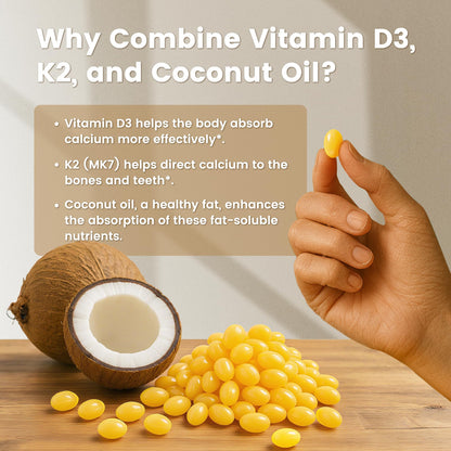 VEV Corefeel Vitamin D3 K2 10,000 IU, 200 mcg MK-7, 300 Coconut Oil Softgels, 2 in 1 Vitamins Supplement D & K (Include MK7), Easy to Swallow VEV