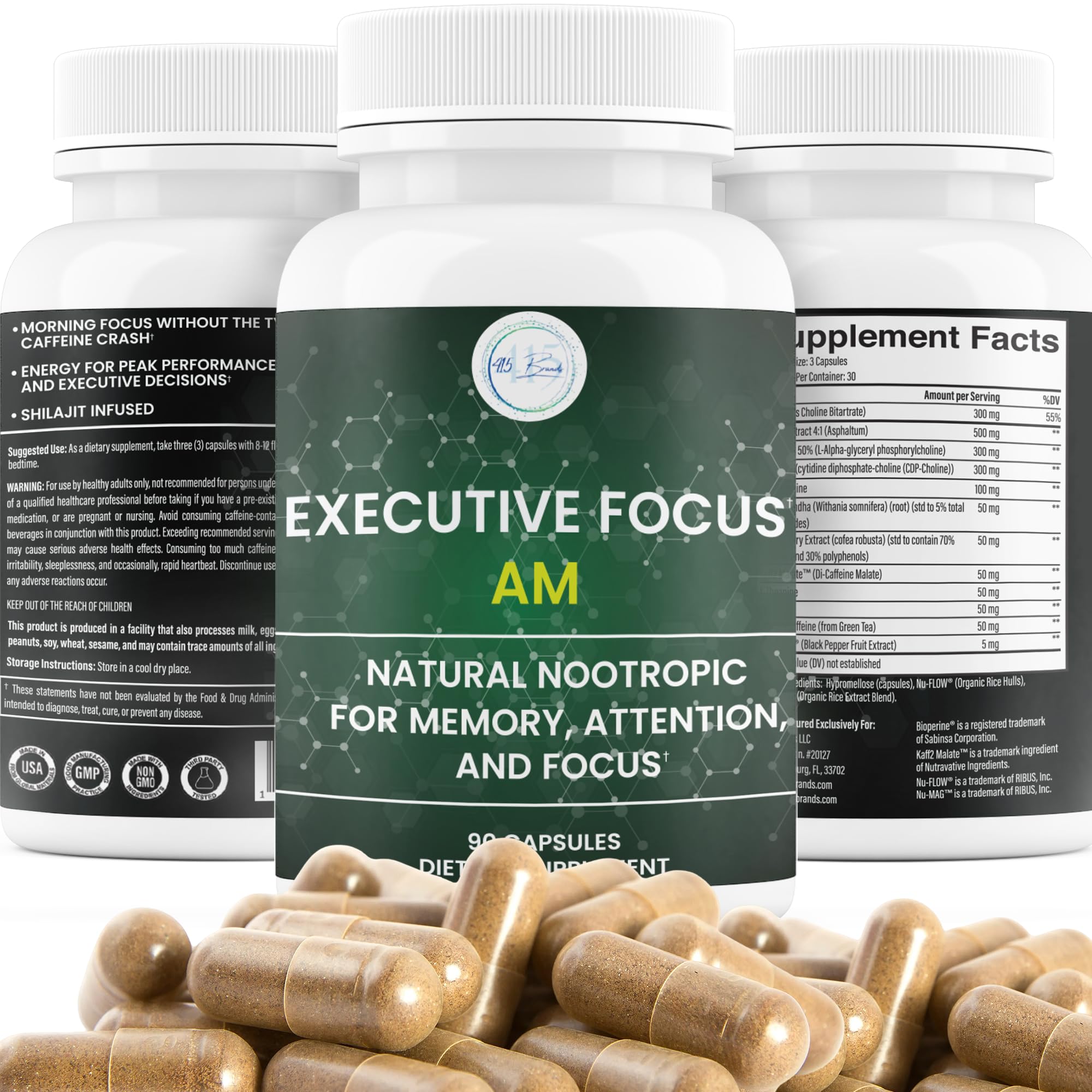 12-in-1 Natural Nootropic Brain Supplement for Memory and Focus, Nootropic for Men & Women, Brain Support Pill for Adults, Brain Vitamins - Focus 30 Day Supply Executive Focus buy australia supplements