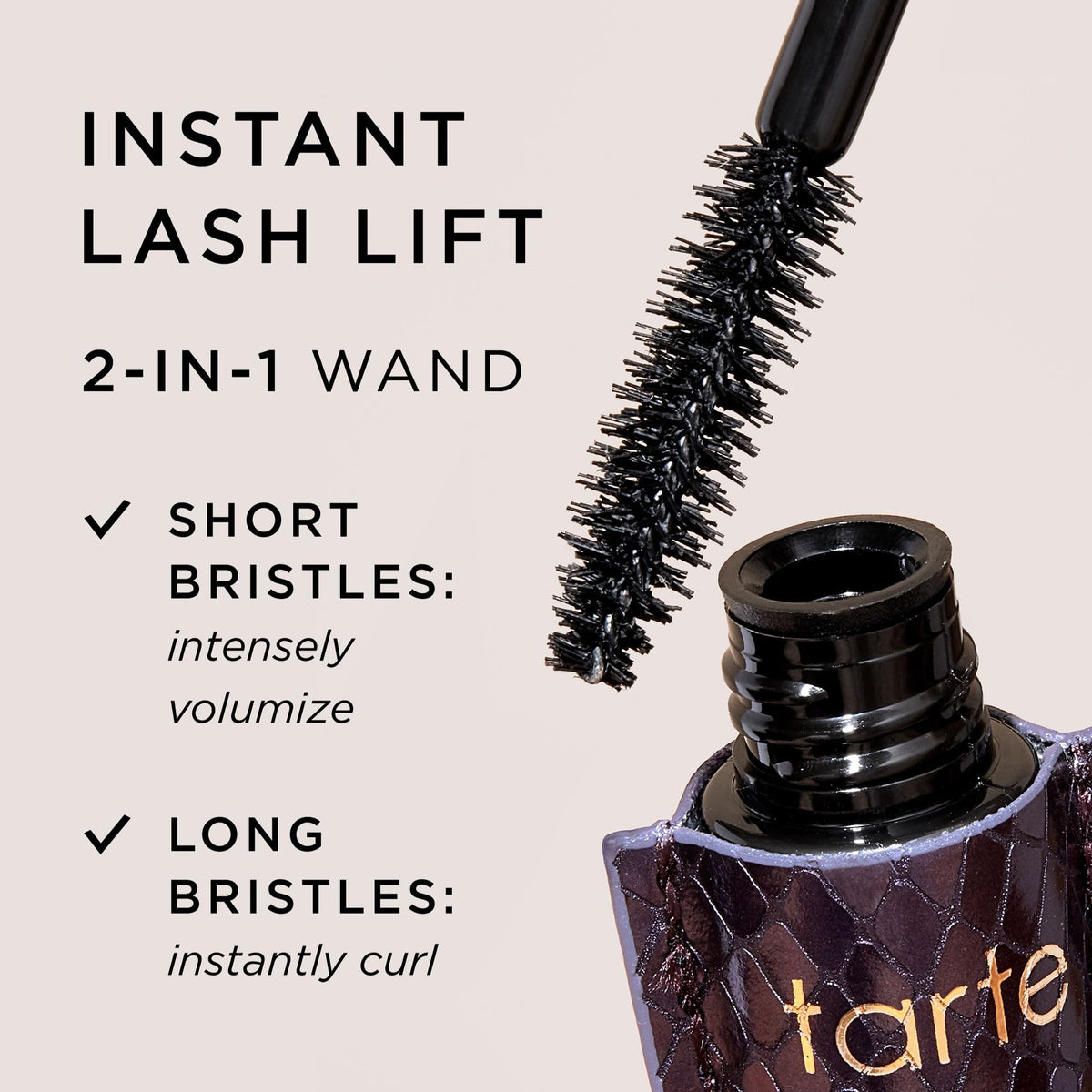 tarte lights, camera, lashes 4-in-1 mascara – Volume, Length, Curl & Conditioning for Fuller-Looking Lashes, Smudge-Proof, Flake-Free, Longwear, Vegan & Cruelty-Free, full size, black tarte