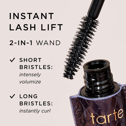 tarte lights, camera, lashes 4-in-1 mascara – Volume, Length, Curl & Conditioning for Fuller-Looking Lashes, Smudge-Proof, Flake-Free, Longwear, Vegan & Cruelty-Free, full size, black tarte