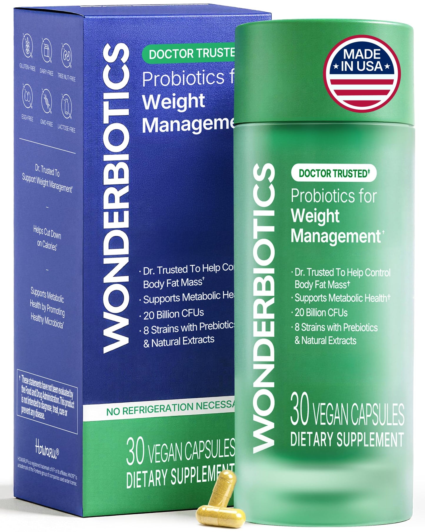 WonderBiotics Weight Management Probiotics for Women - Appetite Suppressant  + 8 Clinically Strains - Safe & Natural Loss, Belly Fat, No Side Effects - 30 CT WonderBiotics