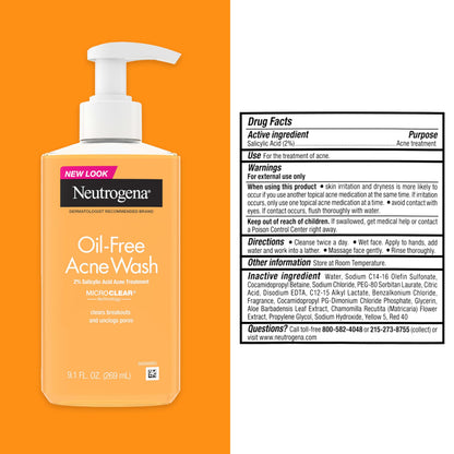 Neutrogena Oil Free Acne Face Wash, 9.1 fl. oz, 3 Pack Neutrogena