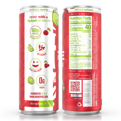 RYSE Functional Energy Drink - 5 Flavors Variety Pack - 150mg Natural Caffeine, 8g Whey Protein & 1g Prebiotics - Sugar Free, Gut-Friendly, Bloat-Free - 12 fl oz Cans (12-Pack)