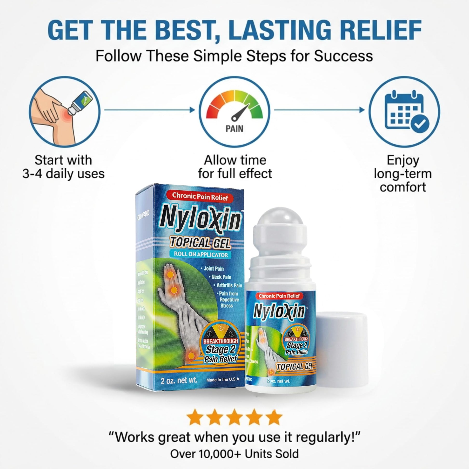 Nyloxin Roll-On Arthritis Pain Relief Gel, Back Pain Relief, Neuropathy Pain Relief, Nerve Pain Relief, Knee Pain Relief, Foot Pain Relief, Muscle Pain Relief, Shoulder Pain, Joint Pain (2 oz) Nyloxin buy australia supplements