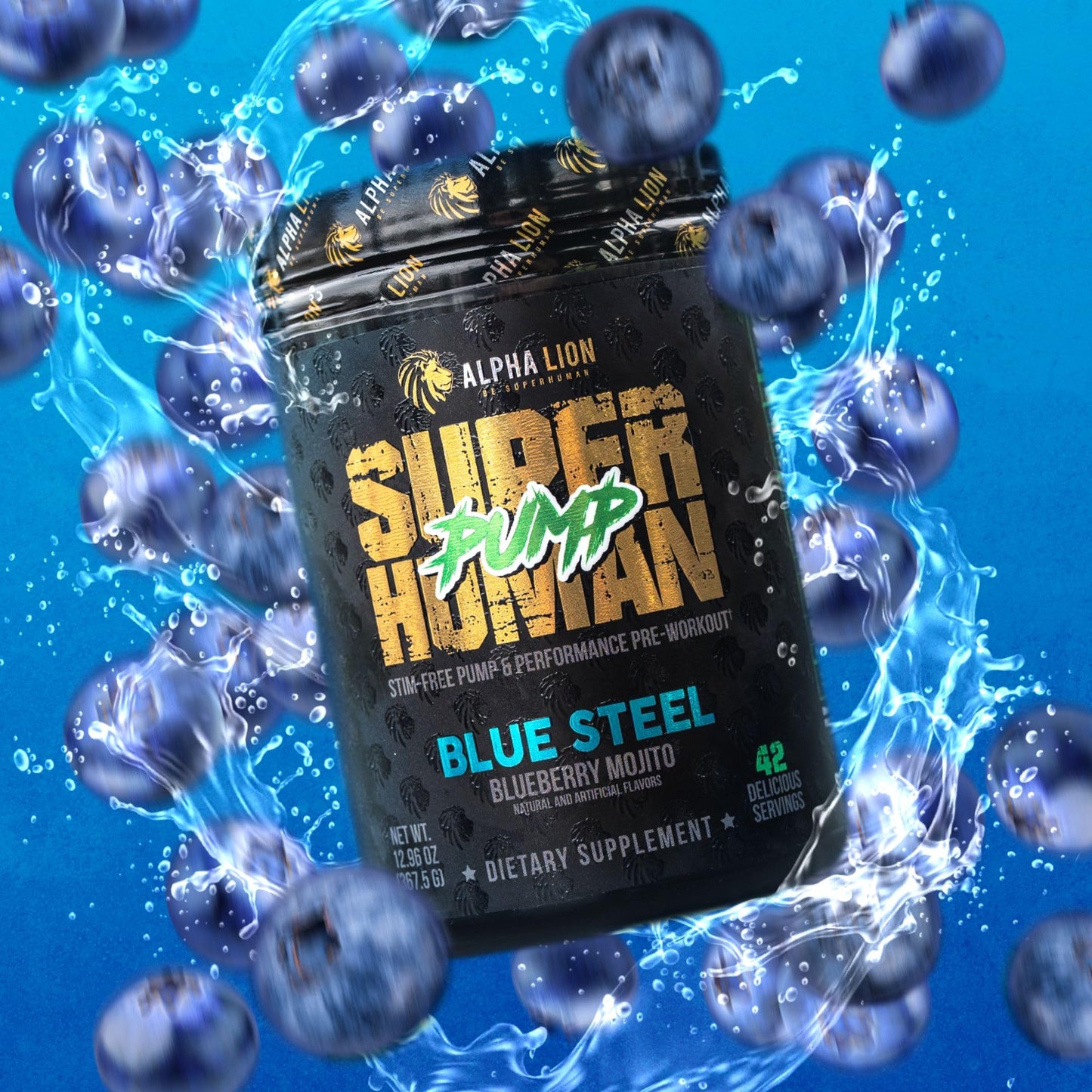 ALPHA LION Superhuman Pump Pre Workout Powder, Nootropic Caffeine & Stim Free Preworkout Supplement, Nitric Oxide Booster, Muscle Gainer, Energy & Focus (42 Servings, Mango Veiniac Flavor)