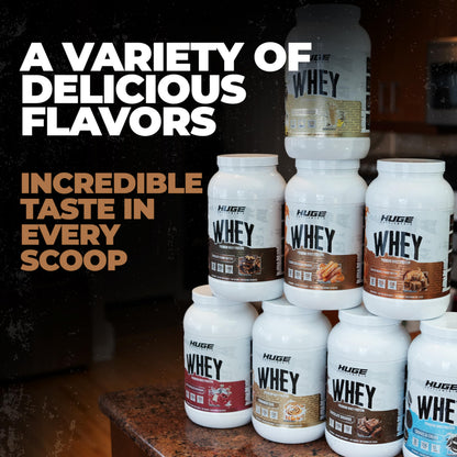 Huge Whey, Protein Powder for Muscle Gain, 25g Protein, 12g EAAs, Supports Muscle Growth, Performance & Recovery (Chocolate Brownie, 30 Servings)