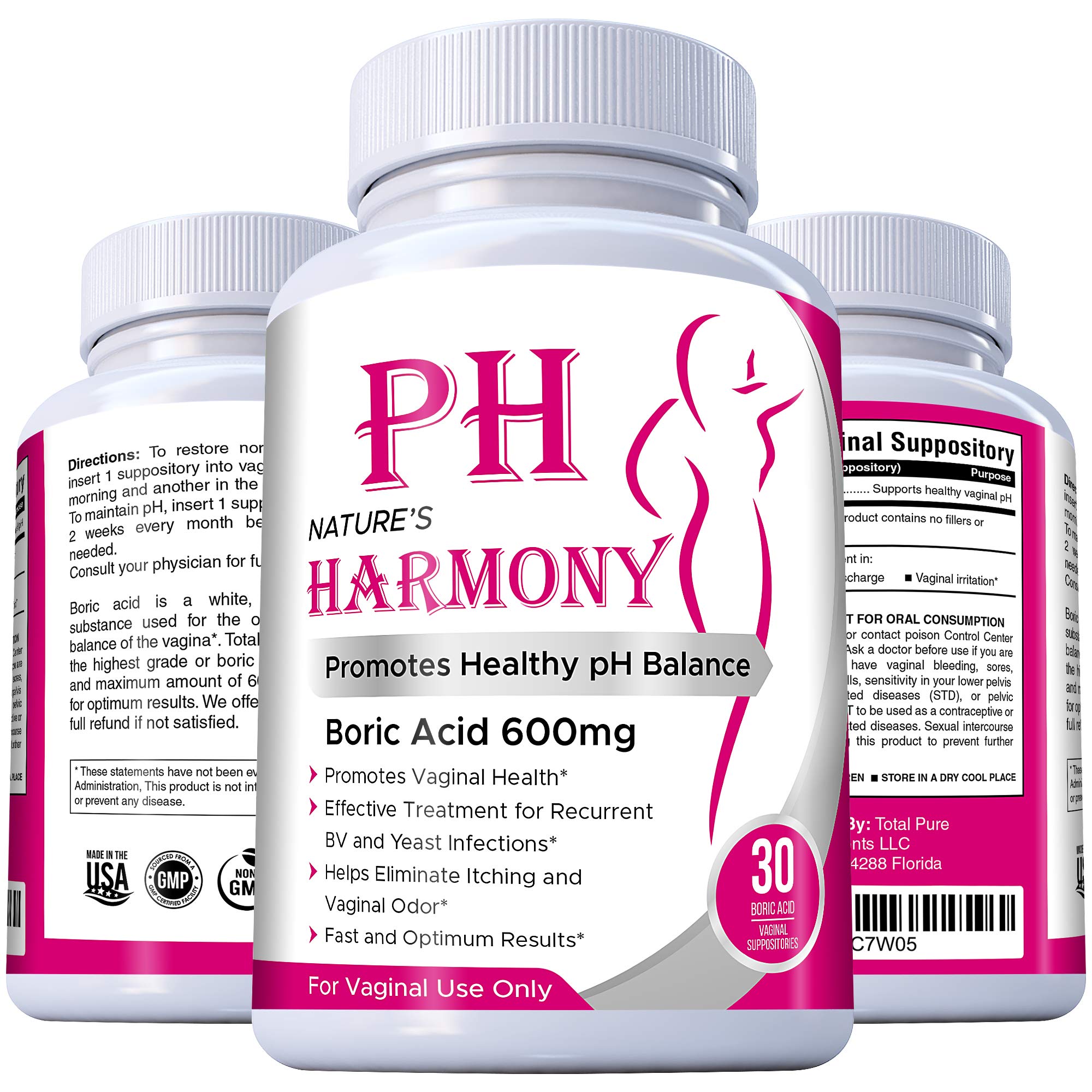 PURE PLANT HOME Boric Acid Suppositories Nature's Harmony 30 Count 600 mg 100% Pure Made in USA Nature's Harmony buy australia supplements