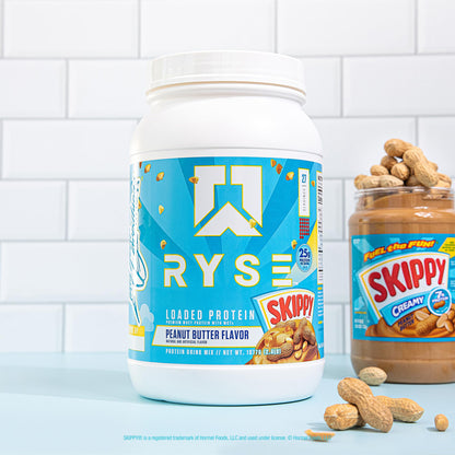 RYSE Loaded Protein Powder - Jet-Puffed Marshmallow - 25g Whey Protein Isolate & Concentrate with Prebiotic Fiber & MCTs - Low Carb, Low Sugar, Digestive-Friendly - 27 Servings / 2 lb Tub