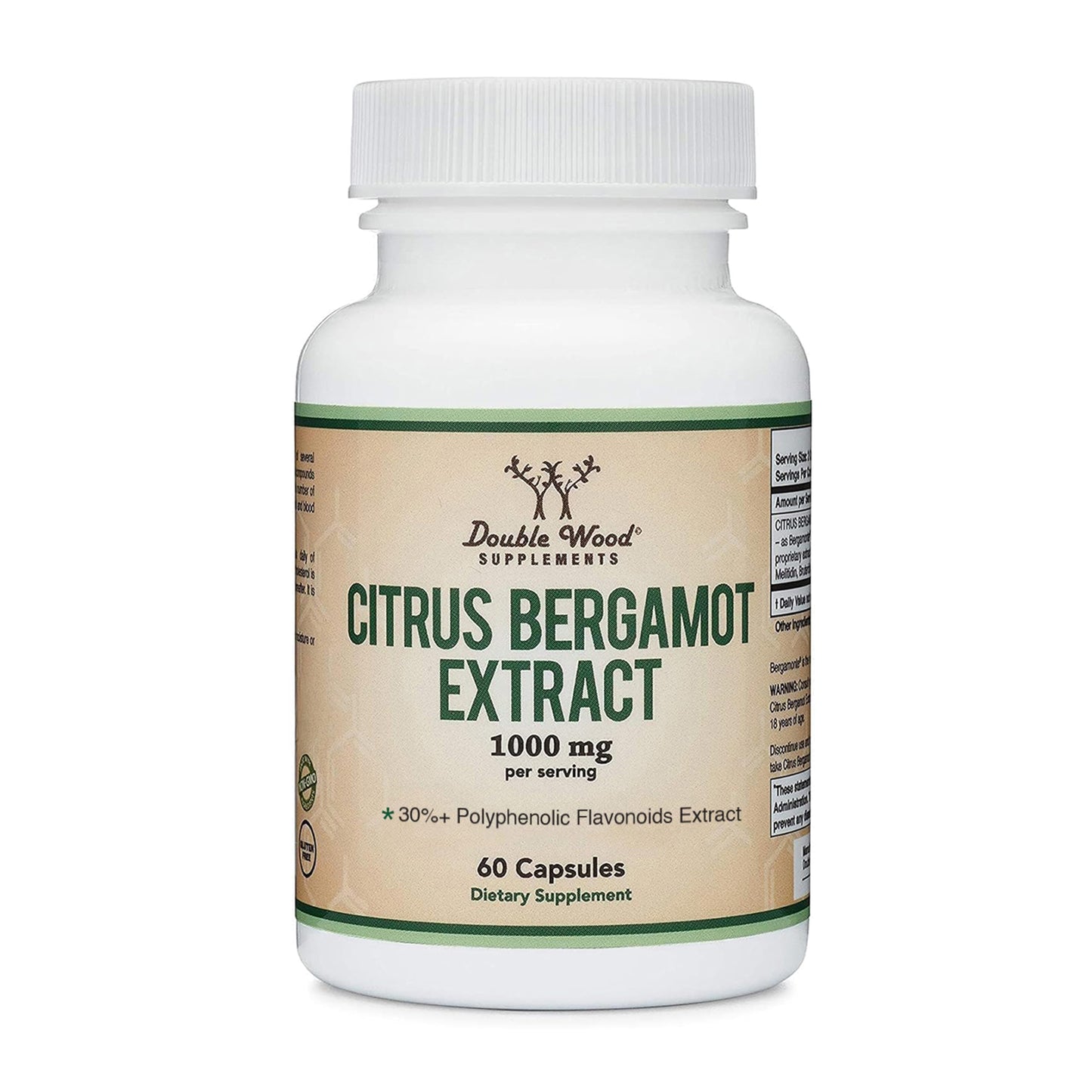Citrus Bergamot Supplement, 1000mg, 60 Capsules - Supports Healthy Cholesterol & Triglyceride Levels - 1,000mg Servings Double Wood Supplements