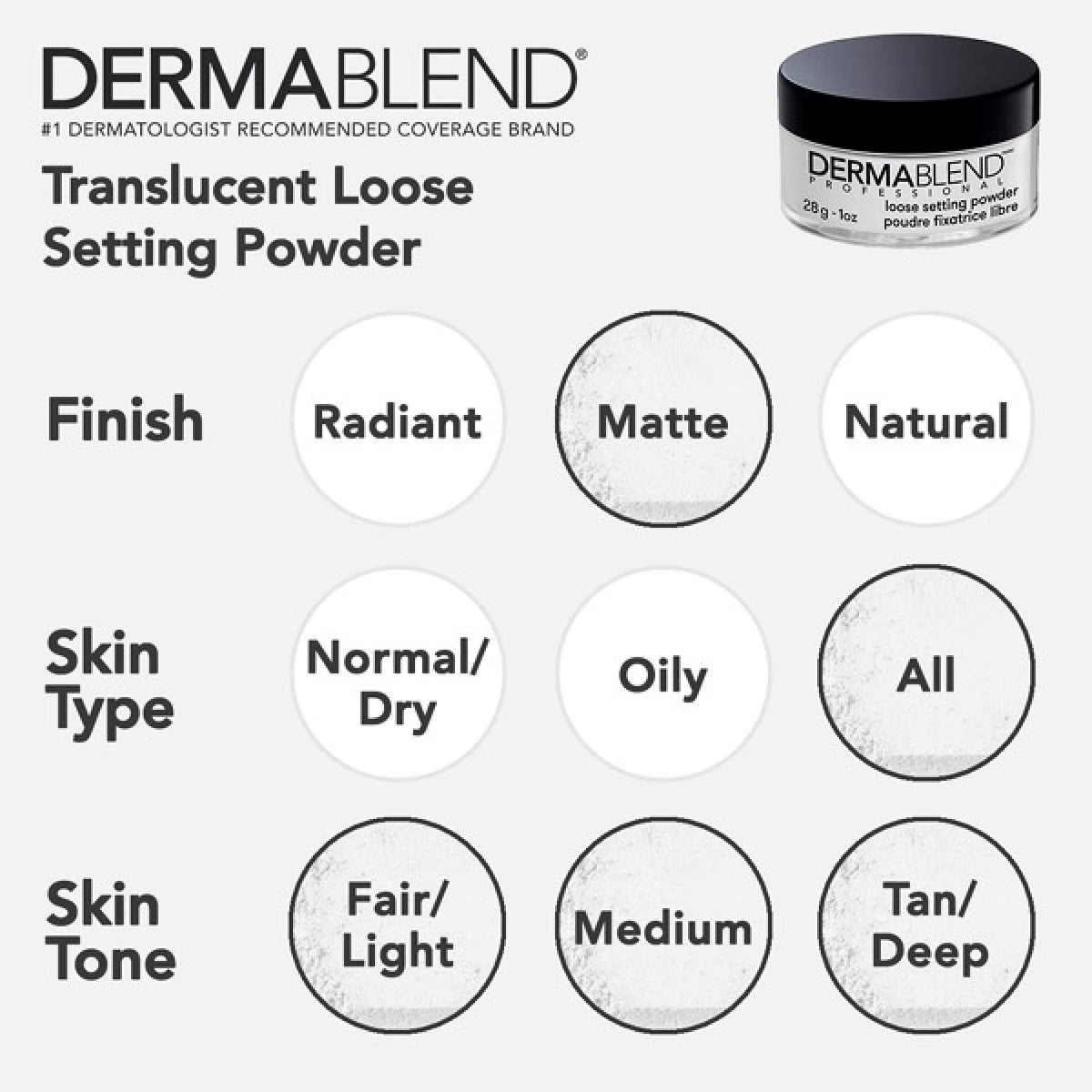 Dermablend Loose Setting Powder, Translucent, 1 oz Dermablend