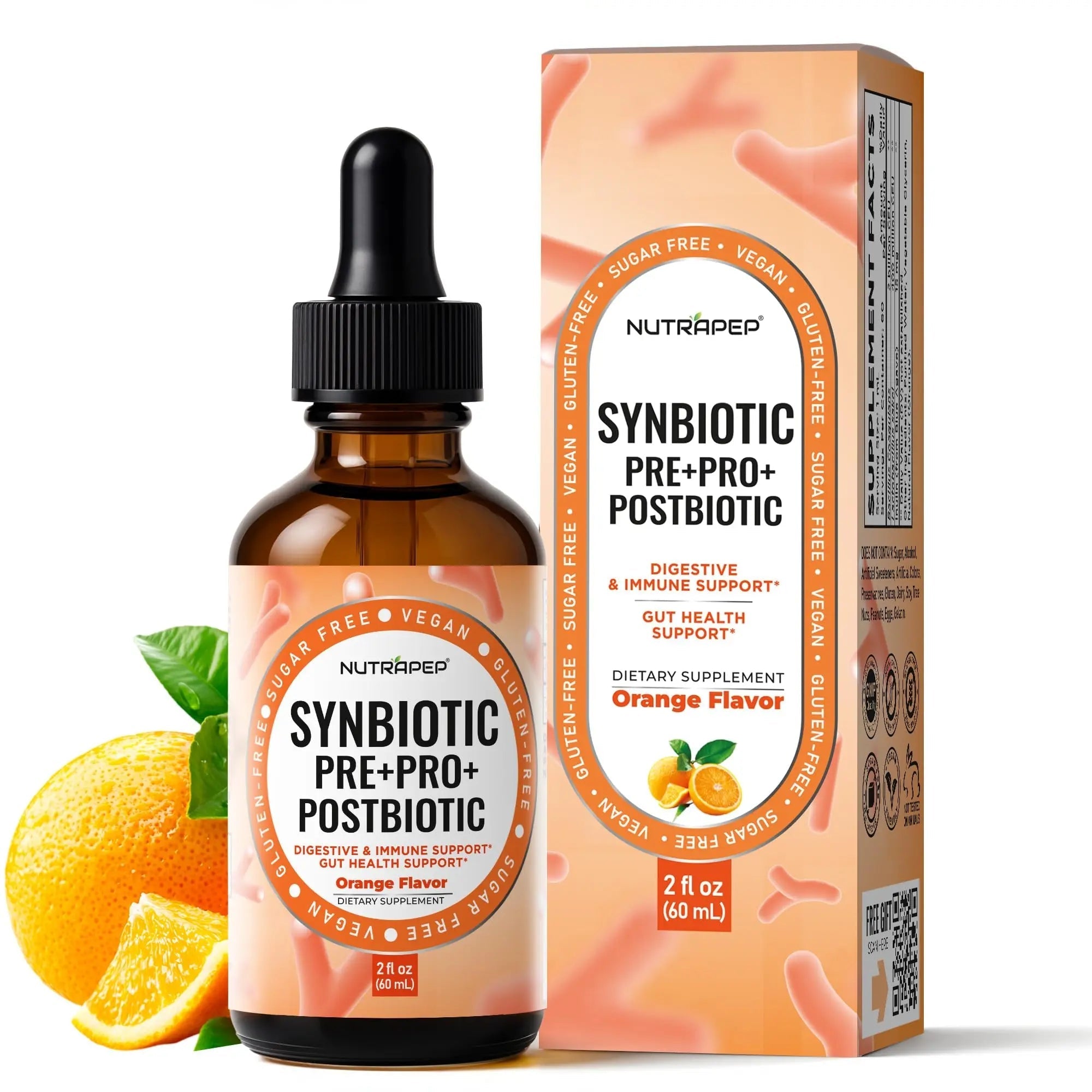 NutraPep Synbiotic Liquid Drops - Probiotic Prebiotic & Postbiotic Supplement for Adults Kids Ages 4+ - Daily Synbiotic for Gut Health Digestive & Immune Support - Vegan Gluten-Free Sugar-Free 2 fl oz NutraPep buy australia supplements