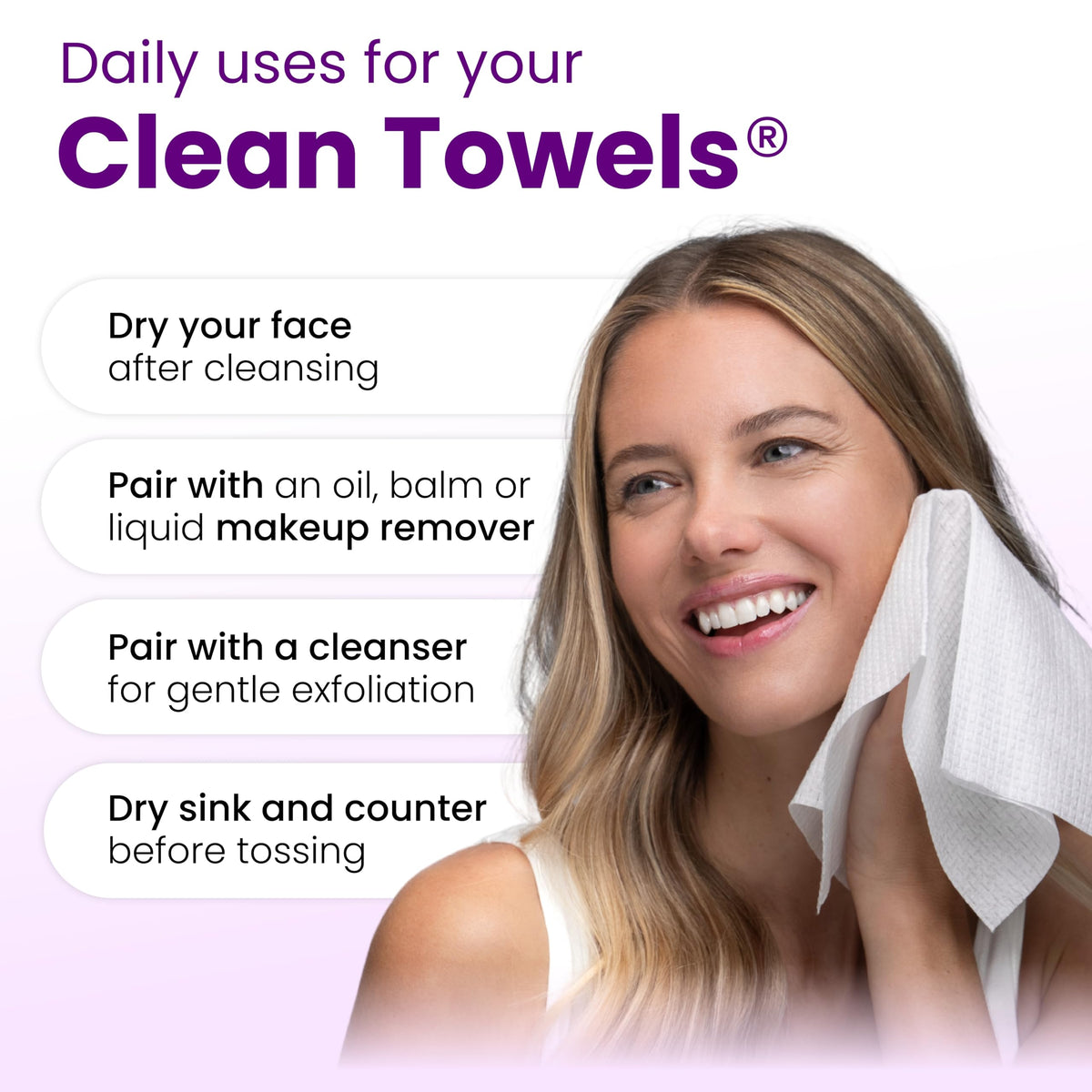 Reduces Fine Lines and Wrinkles in 6 weeks or Less, CLEAN SKIN CLUB Healthy Aging Clean Towels® XL, Disposable Face Towels, XL - 1 Pack (50 count) CLEAN SKIN CLUB