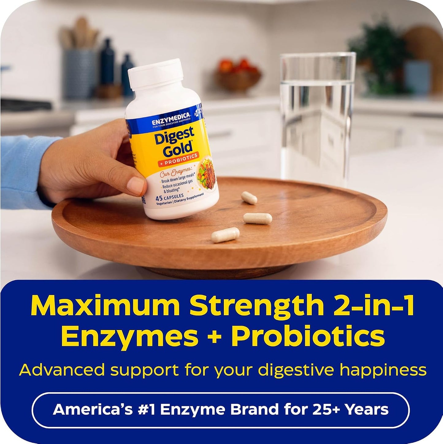Enzymedica Digest Gold + Probiotics - Digestive Enzyme Supplement for Women & Men, Enzyme and Probiotic Capsules for Digestion, Gut Health Support, Helps Gas & Bloating, Vegetarian - 45 Caps Gsupps Australia