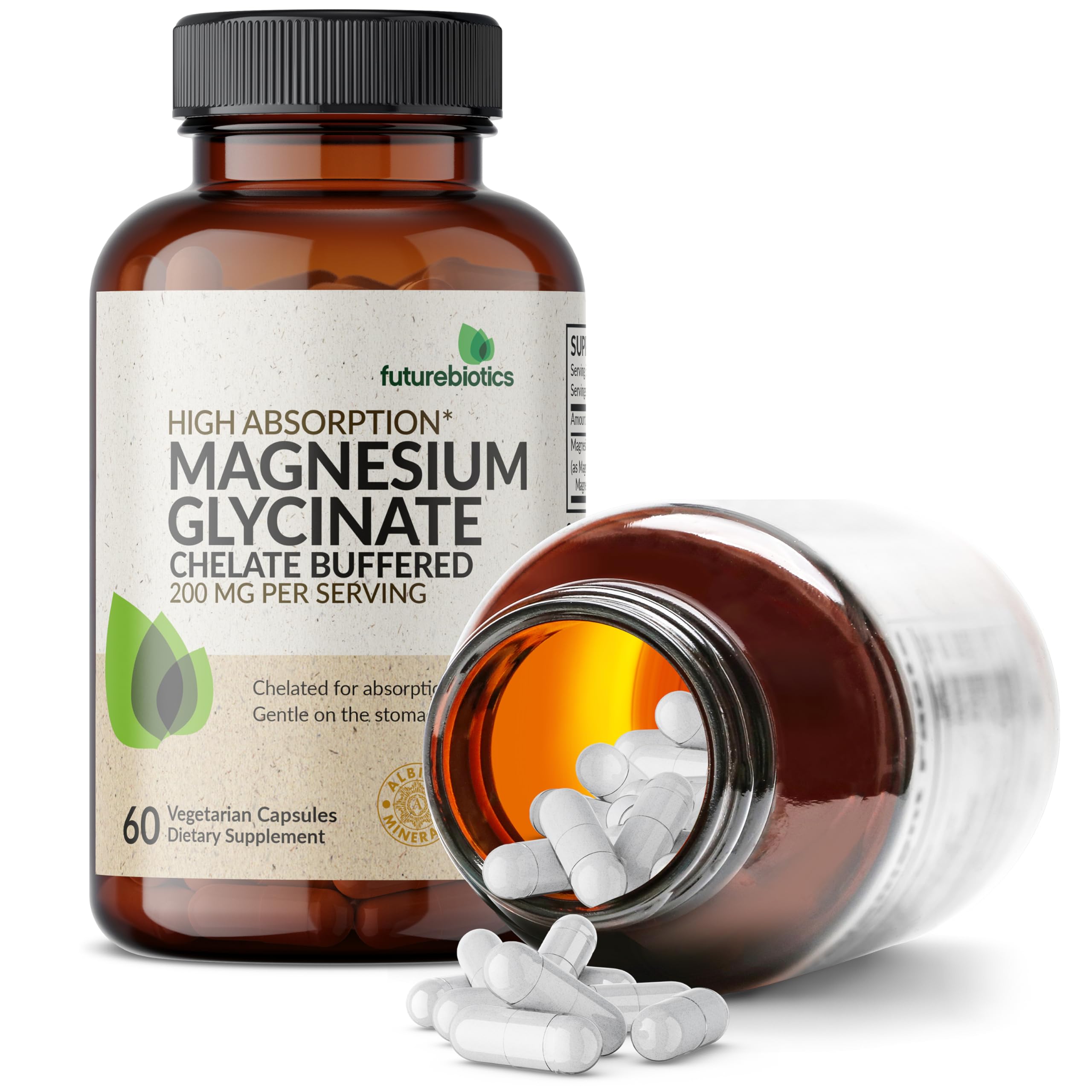 Futurebiotics Magnesium Glycinate 200 MG per Serving Chelated for High Absorption, Gentle On Stomach, Non-GMO, 60 Vegetarian Capsules Futurebiotics buy australia supplements