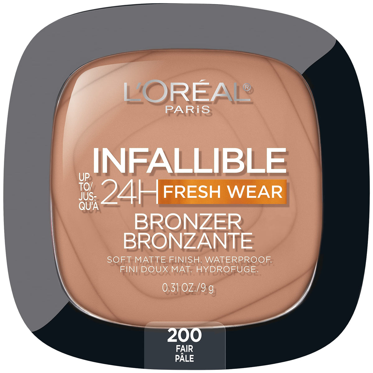 L'Oreal Paris Infallible Up to 24H Fresh Wear Soft Matte Longwear Bronzer. Waterproof, heatproof, transfer, humidity and sweatproof, Fair, 0.31 oz L'Oreal Paris