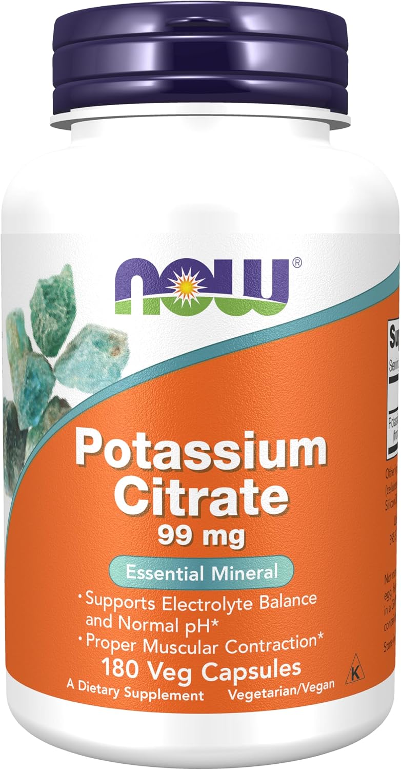 NOW Potassium Citrate 99 mg,180 Capsules Gsupps Australia